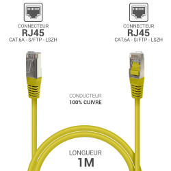 Câble réseau RJ45 Cat. 6a 100% cuivre S/FTP LSOH jaune 1.00m