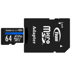 Carte mémoire microSDXC 64 Go Elite U3 V30 avec adap SD Team Group
