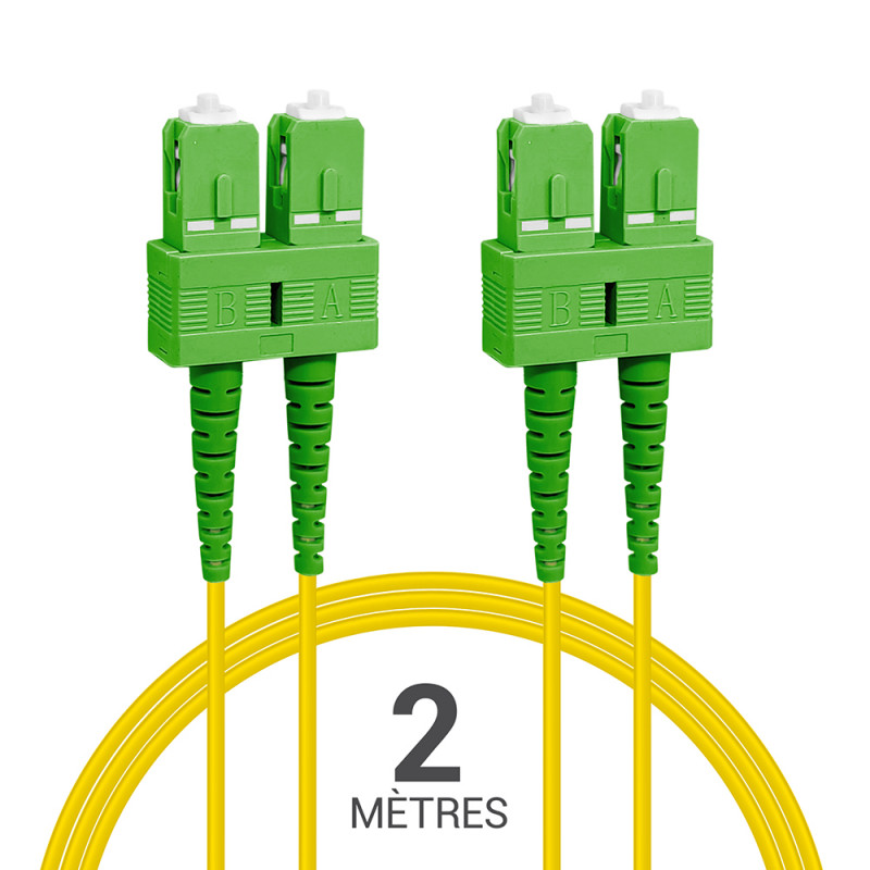 Jarretière optique Mono OS2 9/125 duplex jaune SC-APC/SC-APC 2.00m