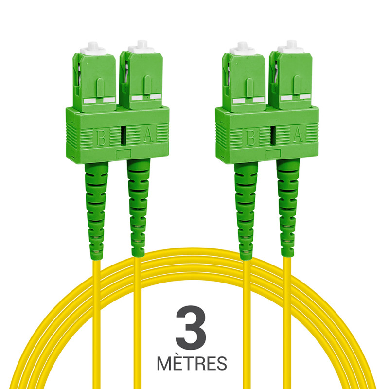 Jarretière optique Mono OS2 9/125 duplex jaune SC-APC/SC-APC 3.00m