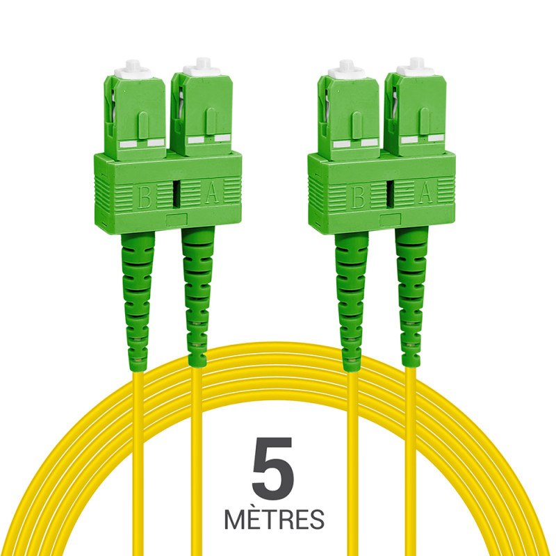 Jarretière optique Mono OS2 9/125 duplex jaune SC-APC/SC-APC 5.00m