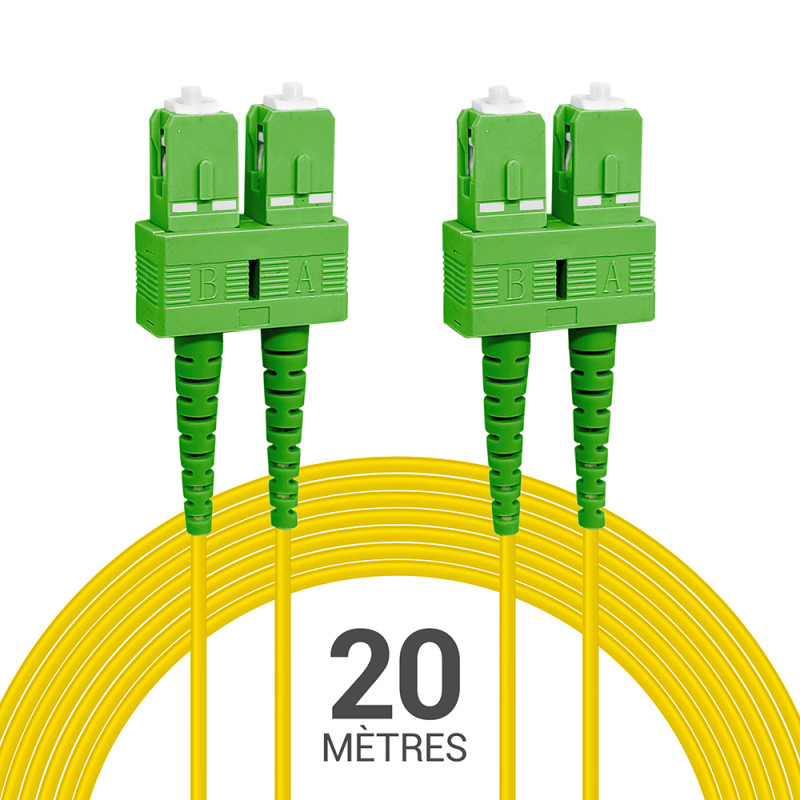Jarretière optique Mono OS2 9/125 duplex jaune SC-APC/SC-APC 20.00m