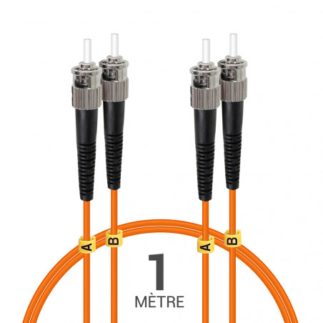 Jarretière optique Multim OM2 50/125 duplex Zipp orange ST/ST 1.00m
