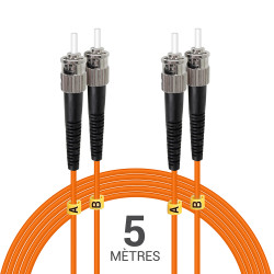 Jarretière optique Multim OM2 50/125 duplex Zipp orange ST/ST 5.00m