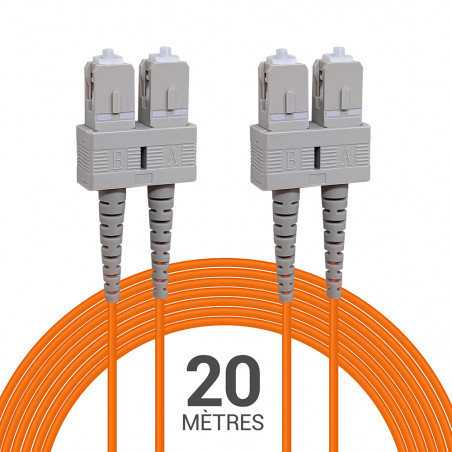 Jarretière optique Multim OM2 50/125 duplex Zipp orange SC/SC 20.00m