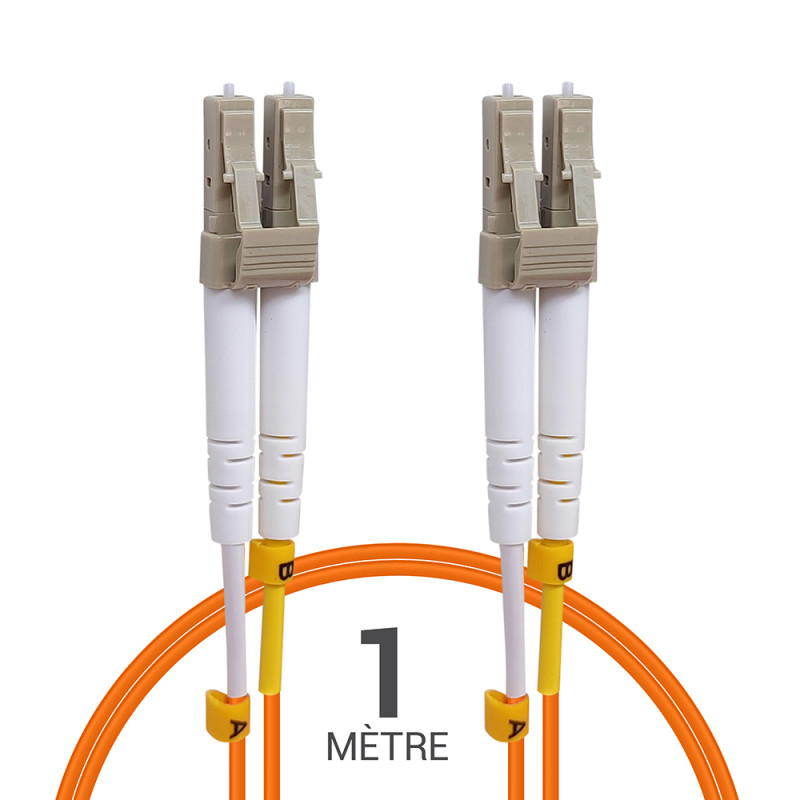 Jarretière optique Multim OM2 50/125 duplex Zipp orange LC/LC 1.00m