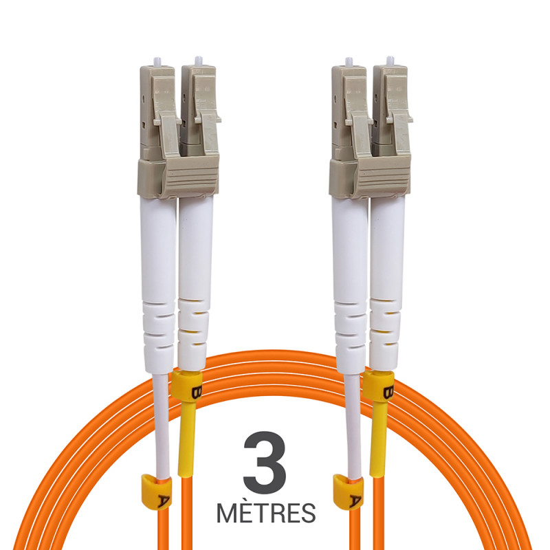 Jarretière optique Multim OM2 50/125 duplex Zipp orange LC/LC 3.00m
