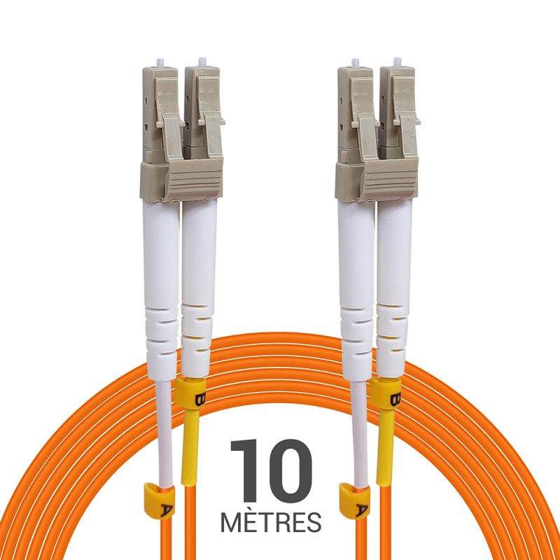 Jarretière optique Multim OM2 50/125 duplex Zipp orange LC/LC 10.00m