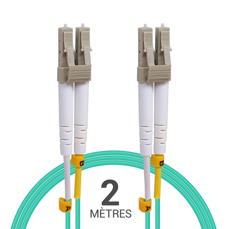Jarretière opti Multim OM3 50/125 duplex Zipp aqua Turq LC/LC 1.00m