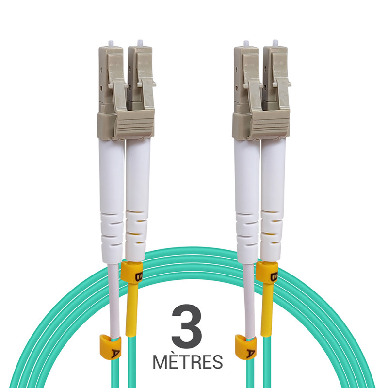 Jarretière opti Multim OM3 50/125 duplex Zipp aqua Turq LC/LC 3.00m