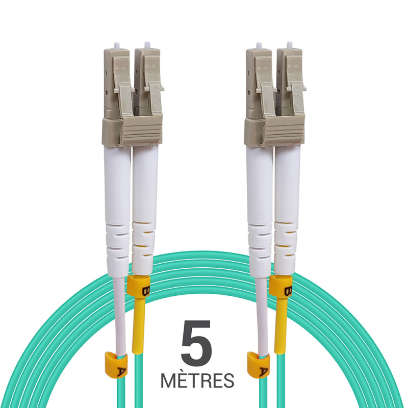 Jarretière opti Multim OM3 50/125 duplex Zipp aqua Turq LC/LC 5.00m