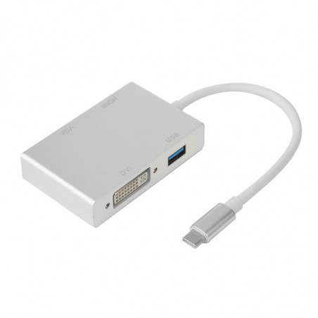 Adaptateur USB 3.1 Type C mâle à HDMI/VGA/DVI/USB 3.0 femelle 0.15m