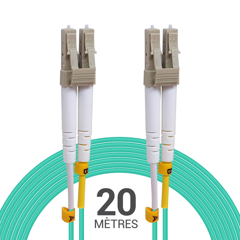Jarretière opti Multim OM3 50/125 duplex Zipp aqua Turq LC/LC 20.00m