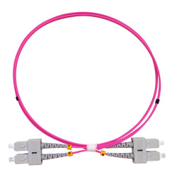 Câble fibre optique 1 m OM4 SC/SC rose 50/125 duplex multimode 