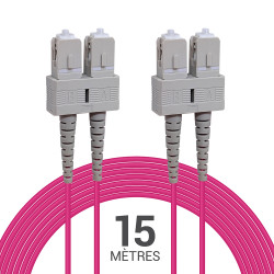 Câble fibre optique 15 m OM4 SC/SC rose 50/125 duplex multimode 