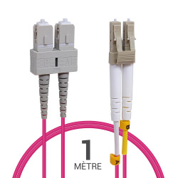 Câble fibre optique 1 m OM4 SC/LC rose 50/125 duplex multimode 