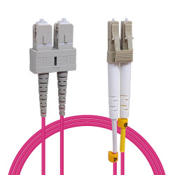 Câble fibre optique 2 m OM4 SC/LC rose 50/125 duplex multimode 
