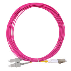 Câble fibre optique 5 m OM4 SC/LC rose 50/125 duplex multimode 