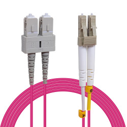 Câble fibre optique 5 m OM4 SC/LC rose 50/125 duplex multimode 