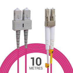 Câble fibre optique 10 m OM4 SC/LC rose 50/125 duplex multimode 