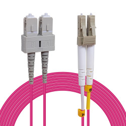 Câble fibre optique 15 m OM4 SC/LC rose 50/125 duplex multimode 