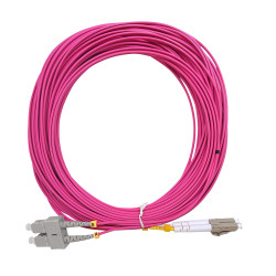 Câble fibre optique 20 m OM4 SC/LC rose 50/125 duplex multimode 