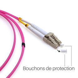 Câble fibre optique 1 m OM4 LC/LC rose 50/125 duplex multimode 