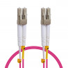 Câble fibre optique 1 m OM4 LC/LC rose 50/125 duplex multimode 