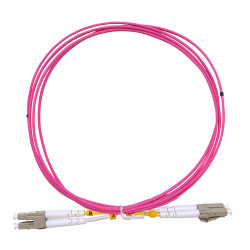 Câble fibre optique 2 m OM4 LC/LC rose 50/125 duplex multimode 