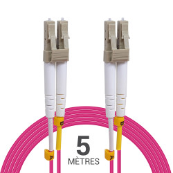 Câble fibre optique 5 m OM4 LC/LC rose 50/125 duplex multimode 