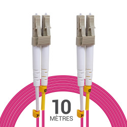 Câble fibre optique 10 m OM4 LC/LC rose 50/125 duplex multimode 