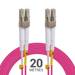 Câble fibre optique 20 m OM4 LC/LC rose 50/125 duplex 