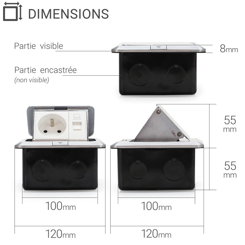 COBOX Bandeau de prise 19 pouces - 1U - 8 prises 2P+T - Interrupteur
