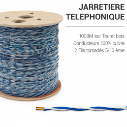 Jarretière Téléphoniques 5/10EME Bleu / Blanc 1000 m 2 fils cuivre