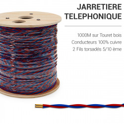 Jarretière Téléphoniques 5/10EME Bleu / Rouge 1000 m 2 fils cuivre