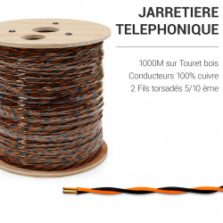 Jarretière Téléphoniques 5/10EME Noir / Orange 1000 m 2 fils cuivre