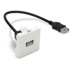 Plastron USB-A 45x45 femelle femelle câblé