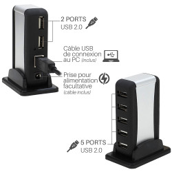 HUB USB alimenté 7 ports USB 2.0