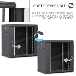 Coffret Armoire Réseau 19 pouces 12U 600 x 450 x 635 Noir