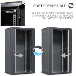 Coffret Armoire Réseau 19 pouces 22U 600 x 450 x 1082mm Noir - Monté