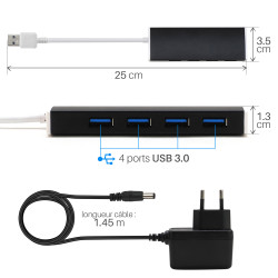 HUB USB alimenté 4 ports USB-A 3.0