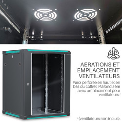 Coffret Armoire Réseau 19 pouces 15U 600 x 600 x 769mm Noir