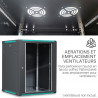 Coffret Armoire Réseau 19 pouces 15U 600 x 600 x 769mm Noir