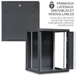 Coffret Armoire Réseau 19 pouces 15U 600 x 600 x 769mm Noir