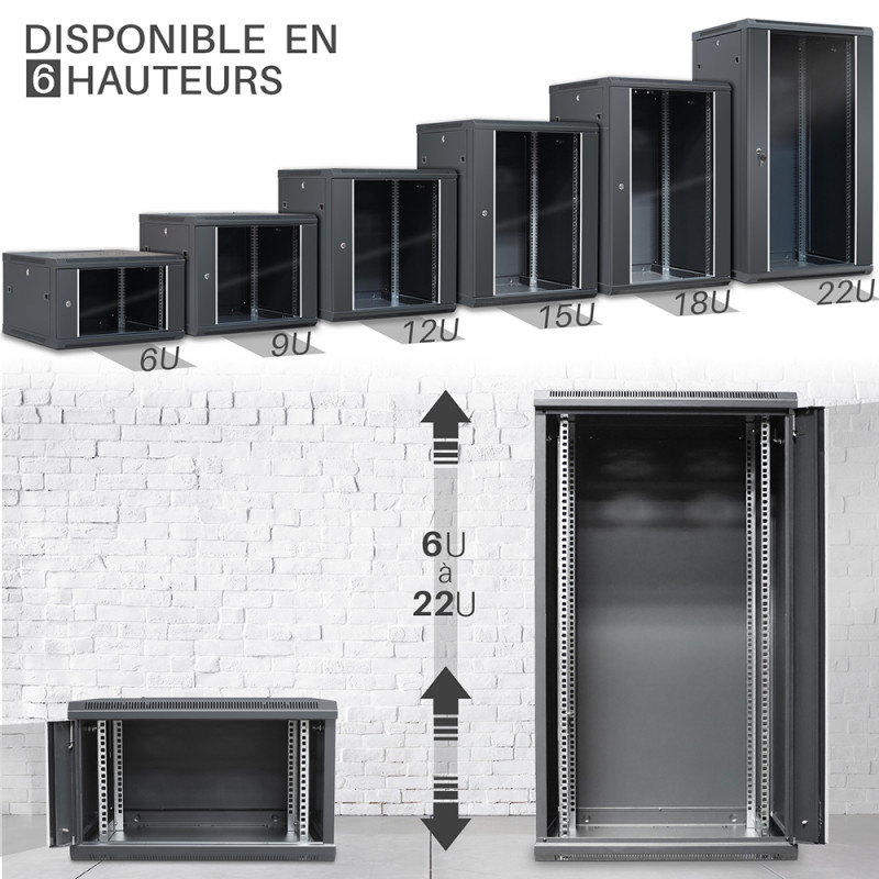 Baie De Brassage 19" 15U KIMEX - 600x600mm - Armoire Réseau Neuf