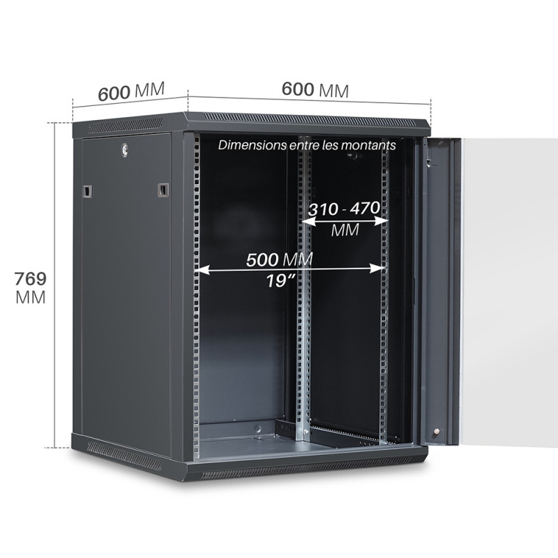 Baie De Brassage 19" 20U KIMEX - 600x600mm - Armoire Réseau Neuve