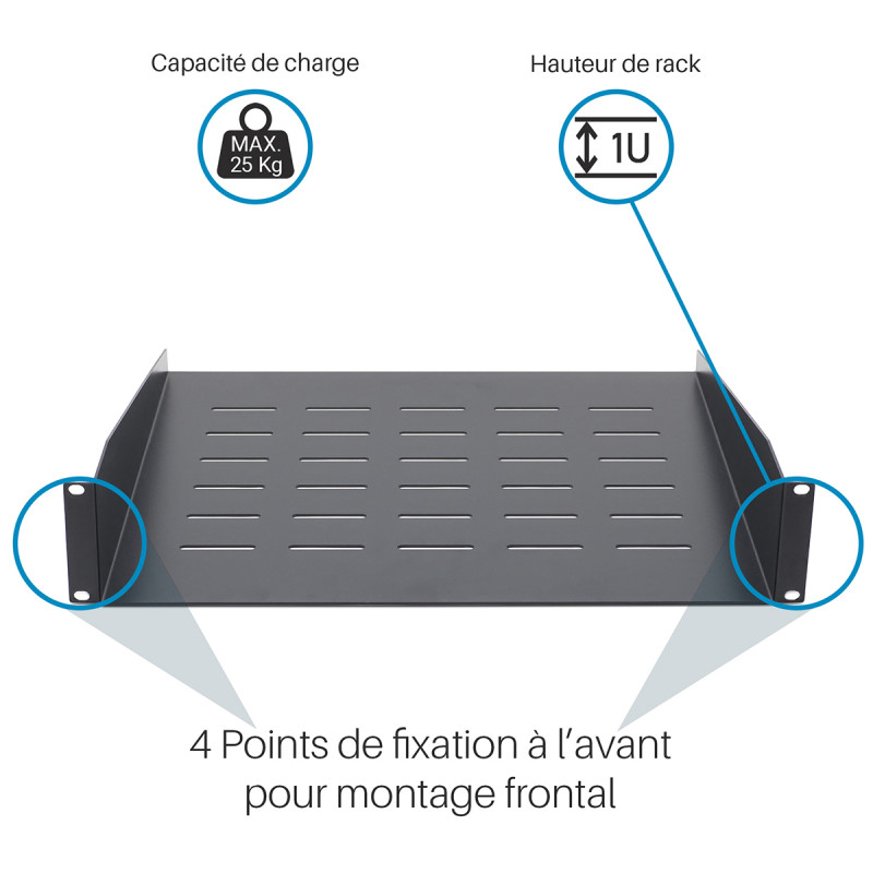 Etagère De 350mm De Profondeur 1U Pour Baies Murales De 450 Mm De Profondeur (max. 8 Kg), Pour