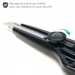 Cutter 18mm à molette guide lame métal et 3 lames incluses