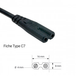 Cable d'alimentation C7 bipolaire 1,80m