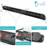 Multiprise parasurtenseur double interrupteurs 10 prises 1.50m